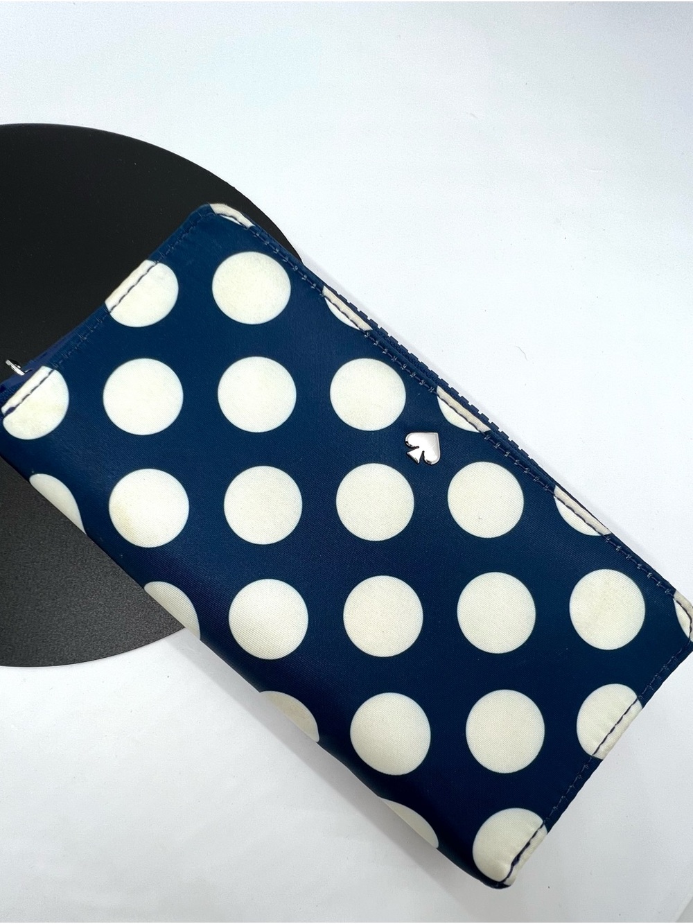 Kate Spade Jae Seaside Dot Large Continental Zip Wallet Navy White Polka Dot